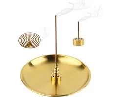 3-in-1 Incense Stick Holder, 14 cm, Brass Incense Burner, Holder for Living Room Decoration and Yoga Accessories