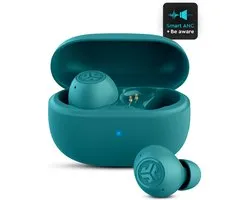 Écouteurs sans fil JLAB Go POP ANC - Réduction du bruit - Bluetooth multipoint - Autonomie 24 h/24 - Avec microphone - Sans fil - Compatibles Android et Apple - Bleu sarcelle