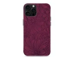 Mio by Mobilize Hoesje geschikt voor Apple iPhone 16 Pro Max MagSafe Telefoonhoesje Hardcase | Mio by Mobilize Backcover | Geschikt voor MagSafe | Geschikt voor Draadloos Opladen met Magnetische Ring | Geschikt voor MagSafe Case - Berry Blooms | Rood