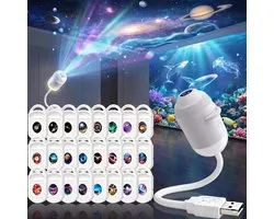 Nachtlampje - Galaxy-sfeerverlichting binnen - 2-in-1 holografische ster - 5D-projector - plug and play - hd-ster - slimme dynamische plafondprojectoren - lamp - 360° ruimte - sterrenhemel - USB-projectie (met 24 films) - Projectielamp voor kamperen
