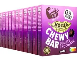 Holie's Chewy bar Double Chocolate 3 repen - reep - suikervrij - gezond - vegan - 11 pack