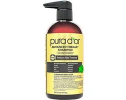 PURA D'OR Advanced Therapy Shampoo 473ML – Vermindert Haaruitval, Verhoogt Volume, Biotine & Arganolie, Sulfaatvrij, Voor Alle Haartypes, Mannen & Vrouwen