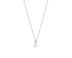 TI SENTO Dames Ketting - 925 zilver - Wit parel - Maat 42 - 34037PW