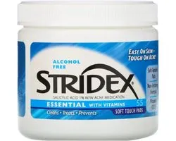 Stridex -  Acnecontrole in één stap - Alcoholvrij - 55 Soft Touch-pads - Acne - Vitamine C - Gezonde huid - salicylic acid.