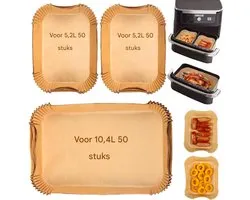 TOVBMUP Airfryer bakpapier - 150 vellen - Geschikt voor Ninja Flex Drawer Dual Zone AF500EU 10.4L Airfryer, Ninja Foodi AF500EU Airfryer en Cosori Dual Blaze Twinfry 10L Airfryer accessoires