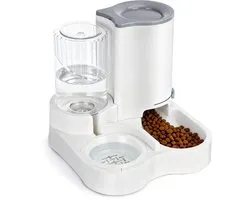 Nobleza Automatische Kattenvoerbak met Waterdispenser – 2,2L Voer + 1L Water – Zwaartekracht Voerautomaat – Instelbare Voeruitgang – Voor Katten en Kleine Honden