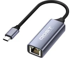 Qost - USB-C Naar Ethernet - Lan Netwerk Adapter - USB C To Internet RJ45 Poort - 10 / 100 / 1000 Mbps