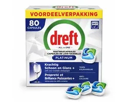 Capsules pour lave-vaisselle Dreft Platinum P - 80 pièces - Emballage avantageux All-in-One