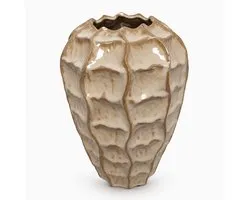 Vaas Rialto van steen - Beige - Rond ø23 cm - Hoogte 30 cm
