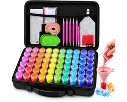 BOTC Diamond Painting Opbergdoos - 60 Potjes - 90 Delig Sorteerdoos set Incl. Toolkit - Zwart