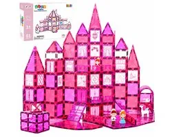 Magnetic Tiles - Speelgoed - Magnetische Tegels - Prinsessen - Educatief & Constructie - Montessori - 81 Stuks - Bouwstenen - Bouwblokken - Voor 3, 4, 5, 6, 7, 8, 9 Jaar - Bouw je Magna Wereld - Kinderen - Olvy