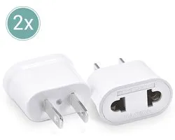 Wereldstekker EU naar VS/USA - Reisstekker - 2 Stuks - Reisadapter Amerika Canada Mexico Japan - Type A - Wit