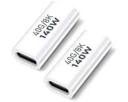 AIYEEN USB C Vrouwelijk-naar-Vrouwelijke Koppeling (2-pack), USB4.0 Type C-connector 40 Gbps 140 W Data Transfer - ShopVlot