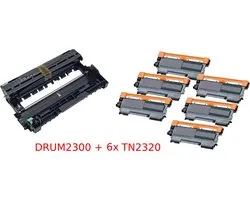Marque privée KATRIZ® 1x DRUM DR2300 + 6x TONER TN2320 | pour Brother DCP L2500D / DCP L2540DN / HL-L2300D / HL-L2320D / HL-L2340DW / HL-L2365DW / FC L2700DW / MFC L2740DW | 7 pièces