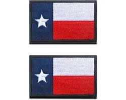 Pakket van 2 USA Texas State Flag Patch - Tactisch Nationaal Embleem, Geborduurd Patch met Haaklusbevestiging, Militair Riem voor Reisrugzakken Kleding Uniform Vest Jersey