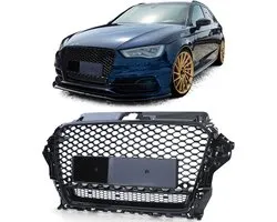 Convient Pour Audi A3 8V 12 à 16 Calandre Sport Sans Emblème Noir Brillant Nid d'abeille Look Quattro S3 RS3 Tsi Tdi Styling