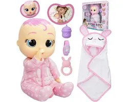Cry Babies Newborn Coney huilende baby, pop + accessoires, interactief, groot 30 cm, tranen en geluid