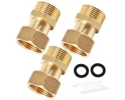schroefverbinding, 3 stuks messing beweegbare schroefverbinding doorgang G1 x G1 inch AGxIG, DN25 watermeter schroefverbindingen met afdichting voor warm- en koudwaterinstallaties