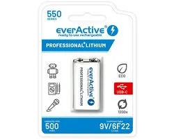 Batterie everActive 6F22/9V Li-ion 550 mAh avec USB TYPE C
