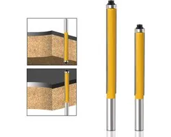 2 stuks - industriële freesbit - 8mm schacht verlengd kopieerfrees - vlakke trimfrees - anti-terugslagontwerp - voor houtbewerking