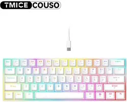 TMICE CX23 – Clavier Mécanique 60% – Switch Bleu – Rétroéclairage RGB – Wit Mechanisch Gaming Toetsenbord – Compact Filaire Type-C – 61 Touches – Anti-Ghosting – Ergonomic Design