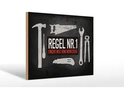 Holzschild Spruch 30x40 cm Finger weg vom Werkzeug Schild