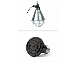 Armatuur compleet met 50 watt keramische warmtelamp- warmtelamp - broedlamp - biggenlamp - voor keramische warmtelamp - porseleinen fitting - compleet met 2.5 meter snoer