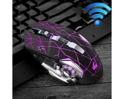 FREEDOM-WOLF X8 2400 DPI 6 toetsen 2.4G draadloos opladen Silent Luminous Gaming mechanische muis (Star Black)