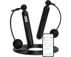 Regal Tech® Elektrisch Springtouw - Digitaal Springtouw met App - Draadloos Springtouw - Professioneel springtouw met teller - LCD-display - Incl. draadloze optie - Zwart