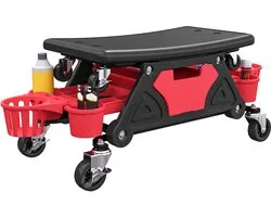 Werkplaatskruk met wieltjes - 360° Rotatable - Wheels Can Be Attached - Removable Seat Plate - Car Repair