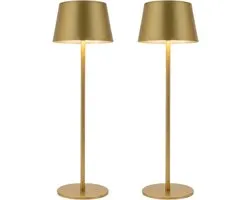 OMNIEXA Luxe Lampe de Table Sans Fil Goud - Set de 2 - Rechargeable & Gradable (Touch) - LED - 3000K Lumière Chaude - Éclairage d'Ambiance Hotel Chique - Pour l'Intérieur & l'Extérieur