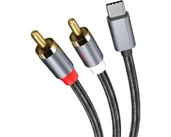MMOBIEL RCA naar USB-C Audio Kabel – USB-C naar 2 RCA Audio Kabel – RCA Y Splitter – Hoofdtelefoon Jack Adapter Type-C naar Tulp Audio Kabel voor Smartphones, Tablets, Speakers etc. – 1,2m