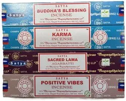 satya - wierook - buddha blessing - karma - sacred lama - positive vibes - set van 4 doosjes