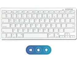 Draadloos Bluetooth Toetsenbord - Wireless Keyboard - Ergonomisch Design met stille toetsen - Wit - Premium Kwaliteit
