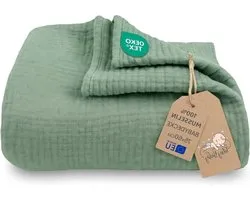 Couverture de bébé en mousseline - Lange hydrofile - Offre de la sécurité - 100 % pur coton - 75 x 60 cm - Sauge
