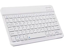 Ultradun bluetooth toetsenbord draagbaar mini draadloos toetsenbord oplaadbare versie geschikt voor apple iPad, iPhone, samsung tablet, mobiele telefoon, smartphone (iPadOS, iOS, Android) (10 inch wit)