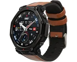 kwmobile bracelet de montre compatible avec Amazfit T-Rex 3 - Bracelet pour tracker de fitness en cuir marron / noir