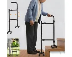 Walking Pole, Stair Climbing Aid for the Elderly, Height (85-115 cm) and Width (22-36 cm), Adjustable, Quadruple Base - ShopVlot