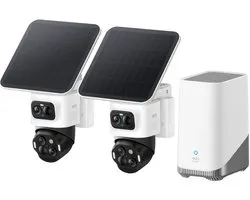 eufy Security eufyCam S4 - Kit de 2 caméras extérieures - Bullet à triple lens - PTZ - 4K UHD - Rotation à 360° - Suivi automatique - Zoom 8x - Vision nocturne couleur - Mémoire extensible