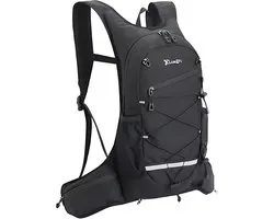 CarryQuest® - Compacte Waterdichte Wandelrugzak - Slijtvaste Polyester/Nylon Sportopbergtas met Rugventilatie, Front-/Toploader & Lichtgewicht Ontwerp - Zwart