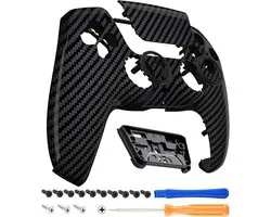 EXtremeRate LUNA Voorkant voor ps5 Controller BDM-010/020/030/040/050 | Vervanging Behuizing met Touchpad,Ringen Shell voor ps5 Controller,Graphite Carbon Fiber