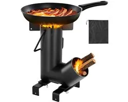 VEVOR Rocket Stove, BBQ Rocket Houtkachel Gemaakt van Koolstofstaal met Draagtas, voor Het Branden van Takken, Stokjes of Houtskool voor Buiten Koken, Kamperen Buiten Kampeerkachel, Kampeergrill