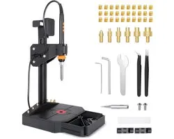 Vertical Heat Set Insert Press Tool - Warmpersmachine - Verticaal Inzetpersgereedschap voor Hitte-installatie - 90 W Soldeerbout - draadelement - smelttool - voor 3D Printed Onderdelen en DIY Kunststofonderdelen - 30 Messing Draadelementen (M3/M4/M5/