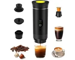 Machine à Café Portable - Modèle 2026 - Machine à Expresso Électrique Portable - Noir - Cafetière pour Déplacements - Capsules & Café Moulu - Machine à Expresso Portable - Coffret Cadeau - Compagnon Café - Cafetière de Voyage & Camping