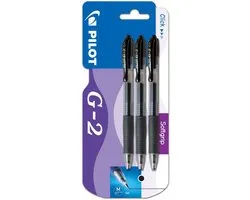 Pilot - G2 Premium clicker gel roller 0.7mm - zwart - per 3 verpakt