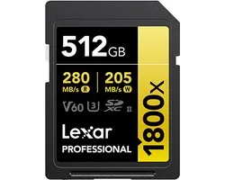 Lexar SDXC Professional 512 Go BL 1800x UHS-II V60 or