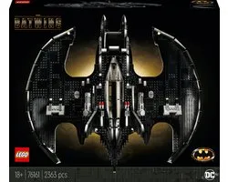 LEGO® DC BATMAN™ 1989 Batwing 76161 displaymodel met een bouwbaar voertuig en verzamelfiguren: BATMAN, THE JOKER – MIME VERSION™ en Lawrence de Gettoblasterschurk™, fantastisch cadeau en doe-het-zelfproject (2363 onderdelen)