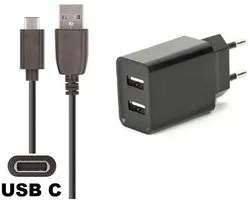 OneOne 2.1A lader met 2 poorten + 1,0m standaard USB C kabel. Oplader adapter past op Sony SRS-NB10, SRS-XB13, SRS-XB 23, SRS-XB33, SRS-XB43, SRS-XB100, SRS-XG300, ULT Field 1, WLA-NS7, XE-200, XE-300, LSPX-S3