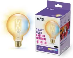 WiZ Connected WiZ Filament Lamp Globe - Warm- tot Koelwit Licht - Slimme LED Verlichting - E27 fitting - 50W - Goud - Wi-Fi - Kleine bol: G95