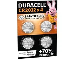 Duracell Specialty 2032 Lithium-knoopcelbatterij 3V, verpakking van 4 stuks (DL2032/CR2032)
